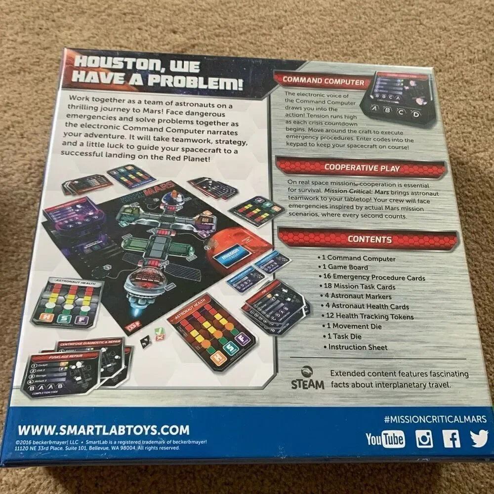 Smart Lab Mission Critical Mars Cooperative Space Adventure Game *New*